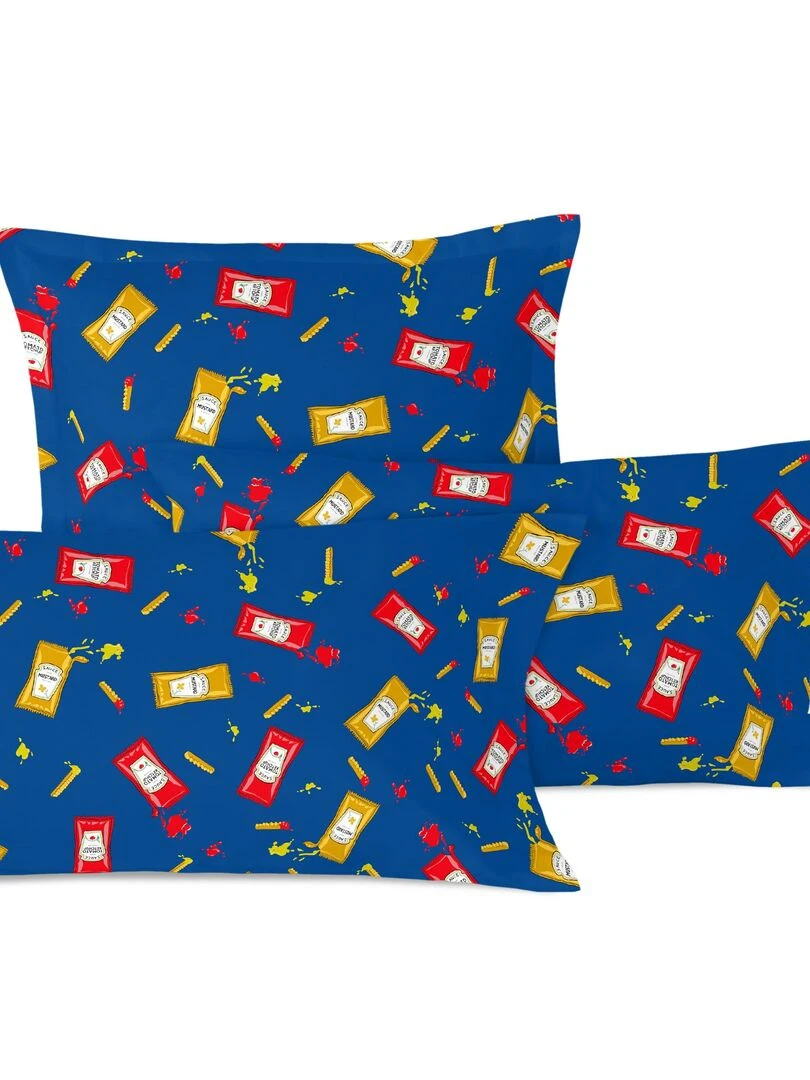 Taie d'oreiller Hotdog "Happyfriday" Bleu Jaune