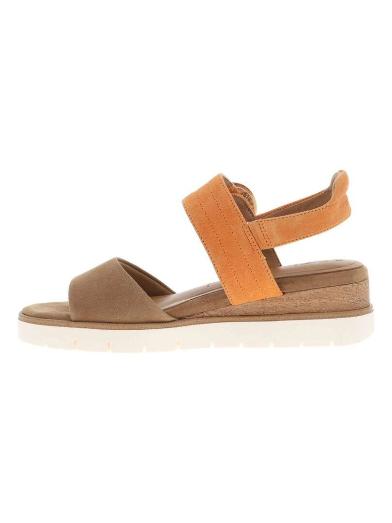 TAMARIS   Nu pieds cuir nubuck talon semi compensée   Marron caramel
