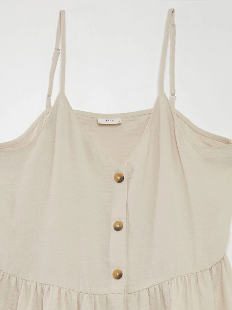 Robe à bretelles boutonnée Beige