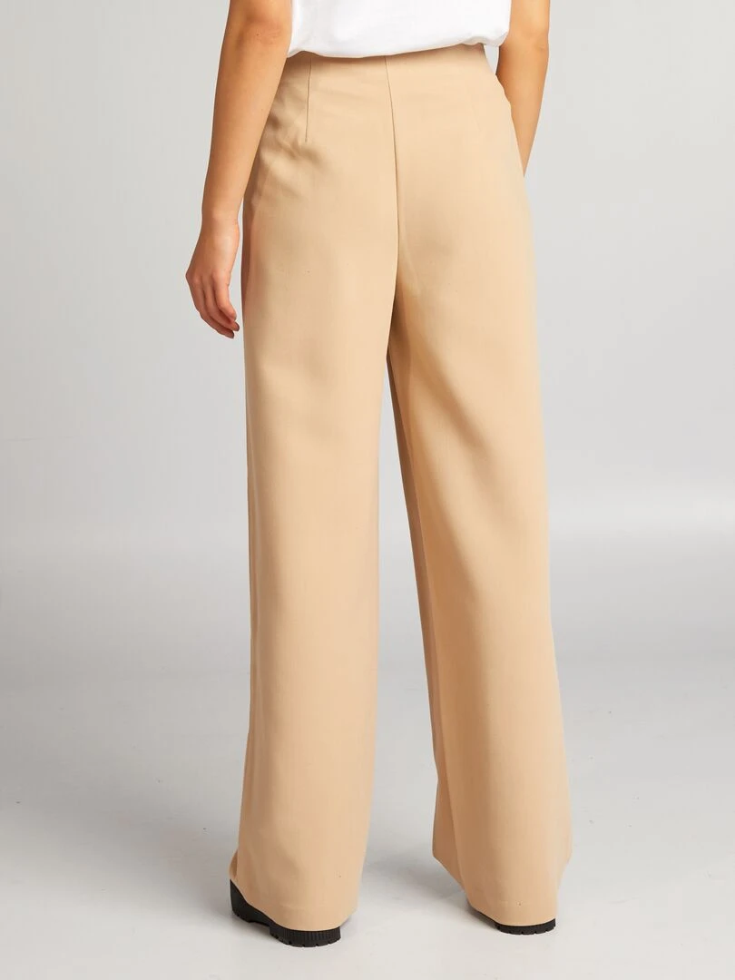 Pantalon large taille haute   Beige