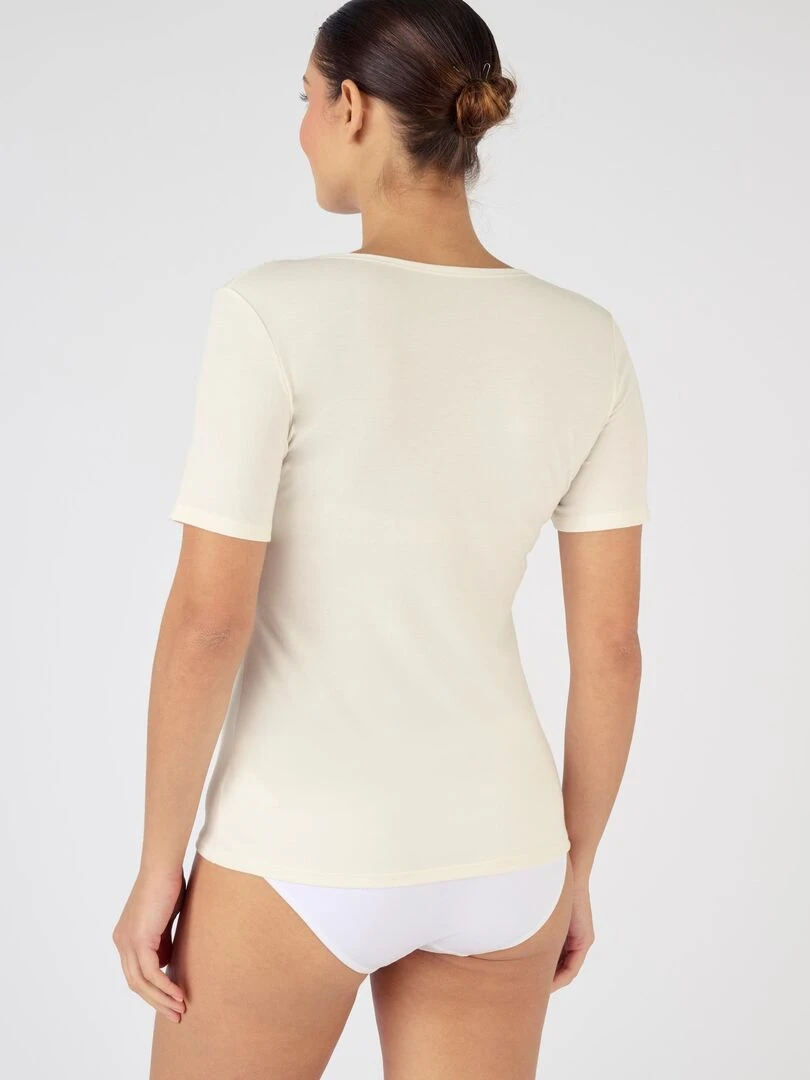 T shirt manches courtes thermorégulant Evolutyl   Damart   Blanc Ecru Blanc