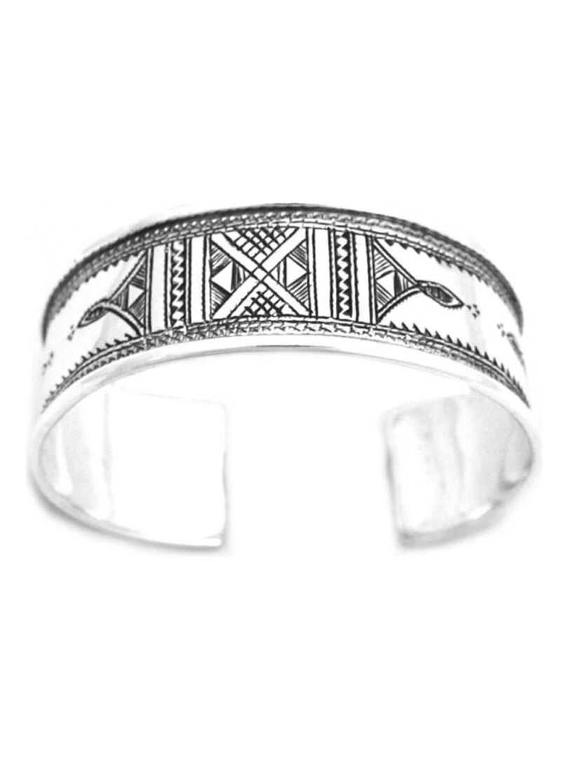Gros Bracelet rigide gravé touareg Bijoucolor Argent