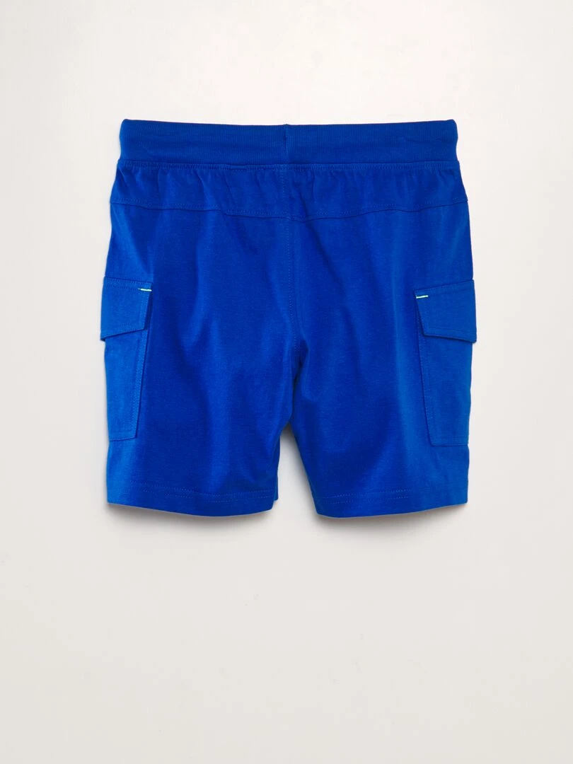 Short en coton multipoches bleu
