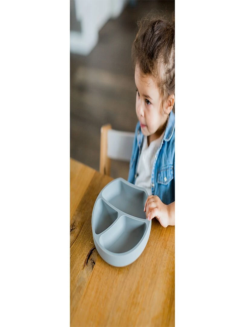 Assiette ventouse en silicone   Gris foncé