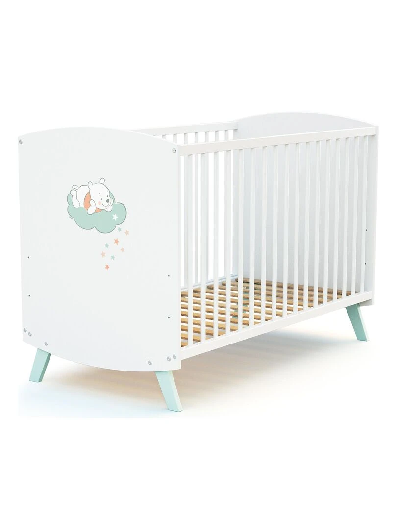 AT4    Lit bébé en bois DISNEY Up in the Sky Winnie Blanc 60 x 120 cm   Blanc