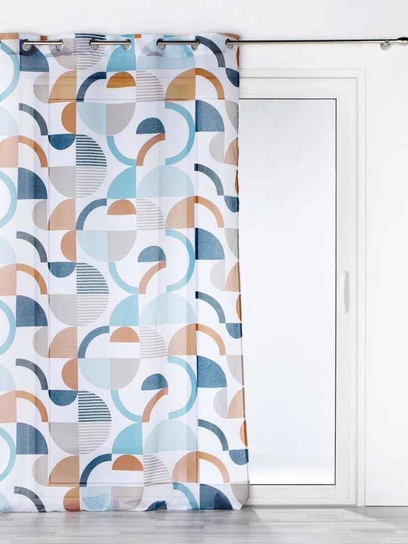 Voilage tamisant à l'esprit graphique   Bleu