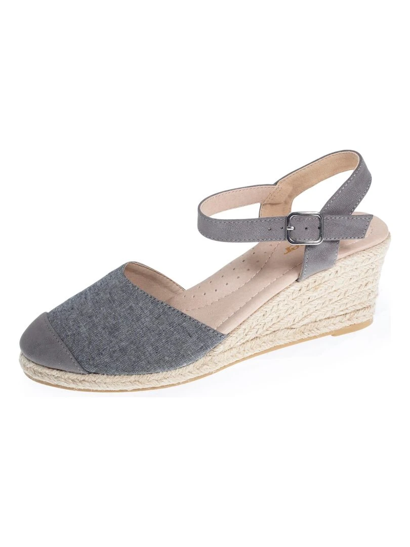 Espadrilles fermées Femme talon Grise Gris Gris