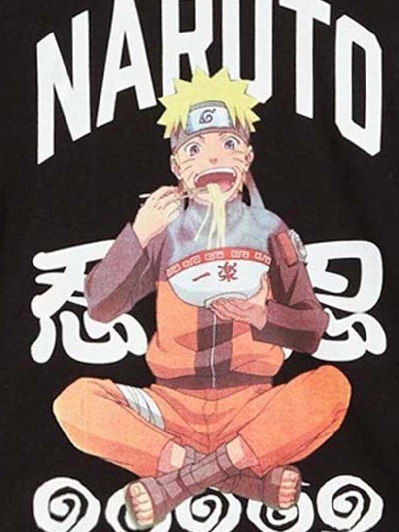 Disney   T shirt garçon imprimé Naruto en coton   Noir