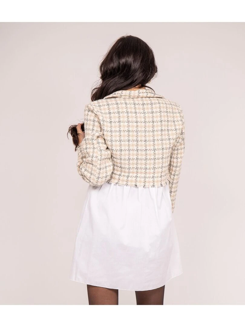 Robe courte bimatière UANNE Beige