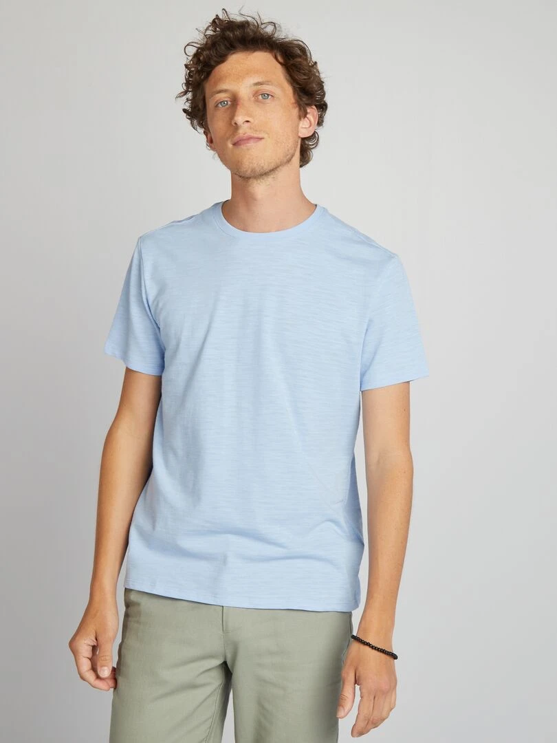 T shirt en jacquard à col rond Bleu