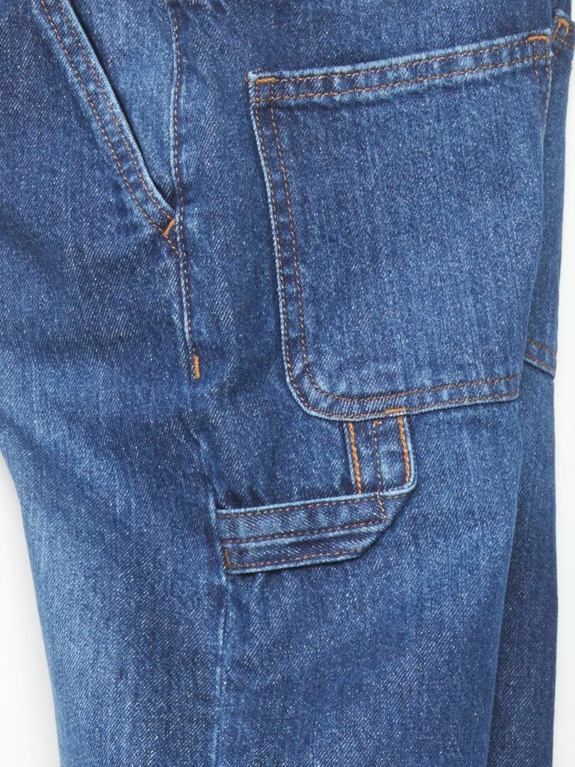 Jean droit avec poches sur les côtés   Bleu