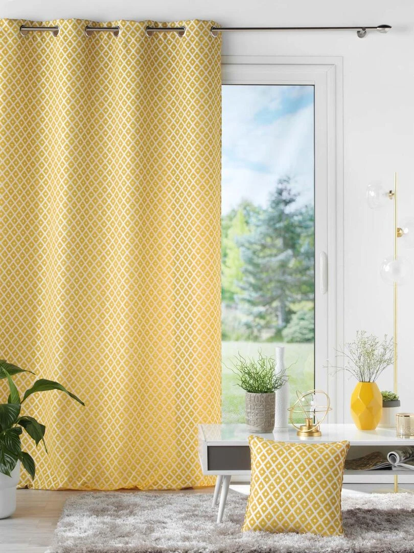 Rideau en jacquard   Jaune