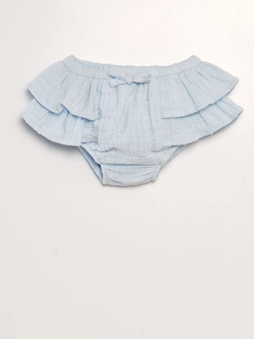 Culotte en gaze de coton avec plumetis Bleu