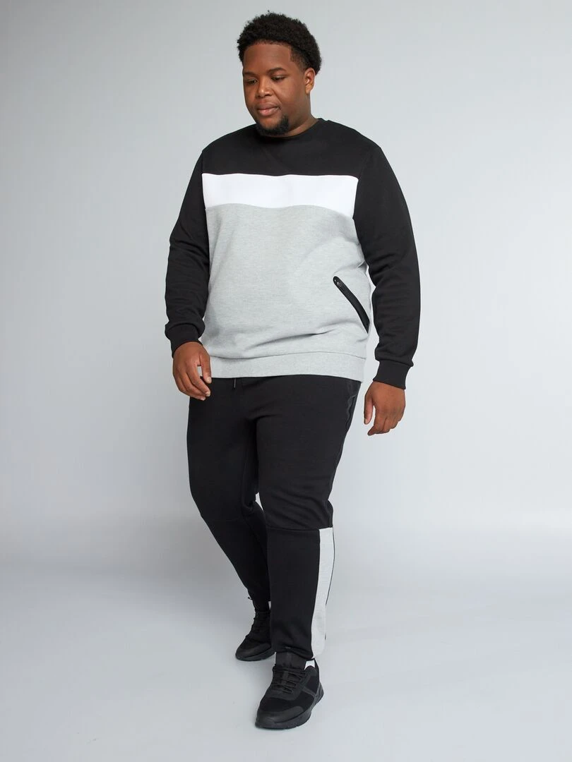 Jogging en piqué de coton noir