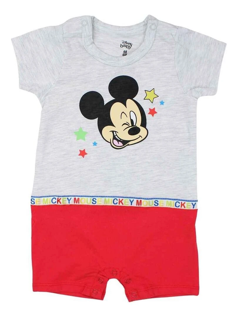 Disney Combishort bébé garçon imprimé Mickey en coton Rouge