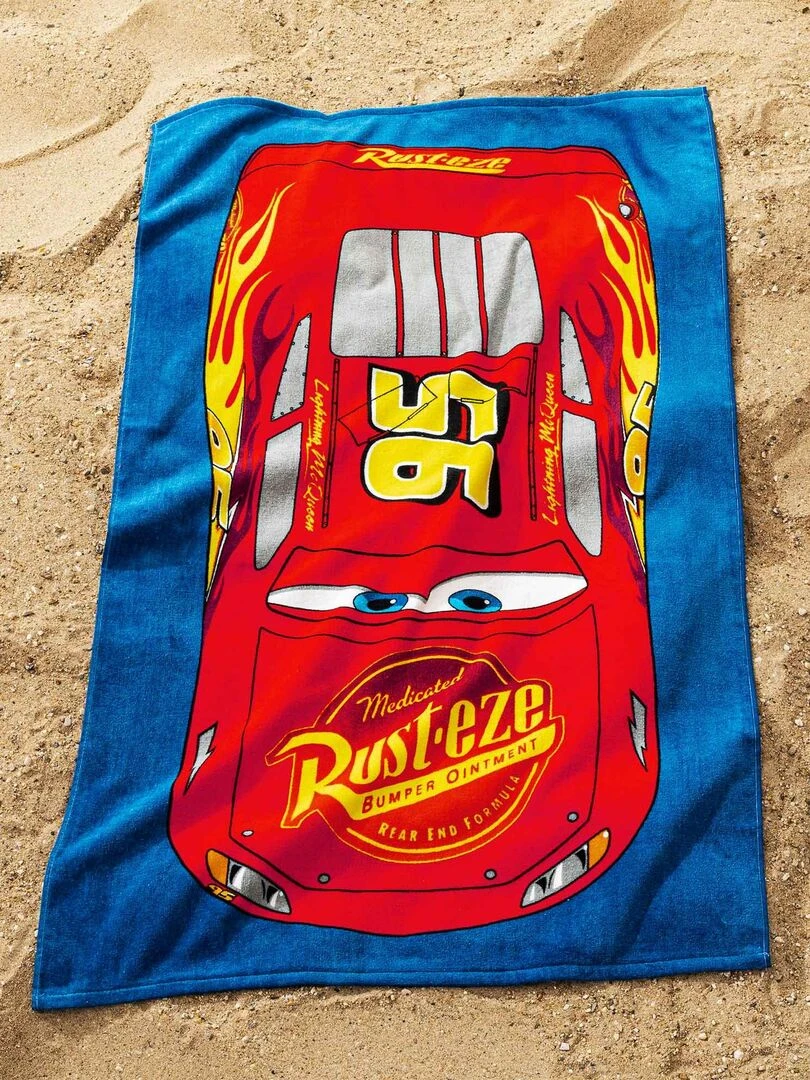 Drap de plage imprimé 100% coton CARS 95 Bleu
