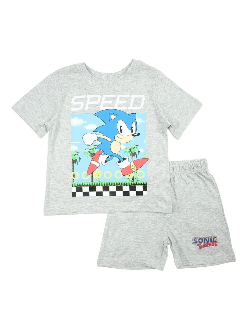 Sonic Ensemble T shirt short garçon Imprimé Sonic Gris