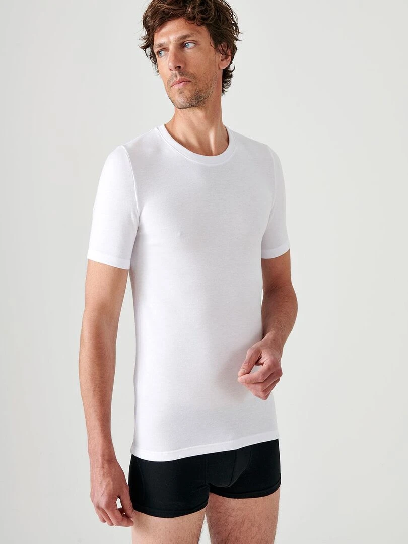 T shirt double face col rond Thermolactyl Damart Blanc