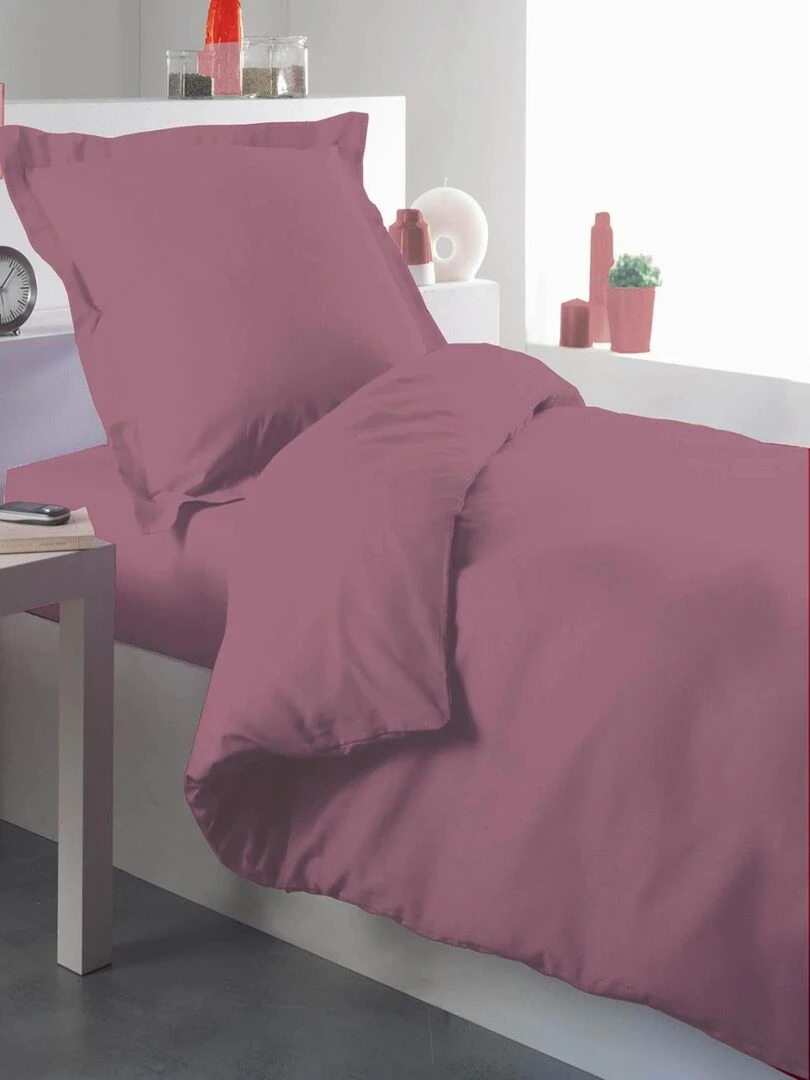 Housse de couette percale 140 x 200 cm unie Rose foncé