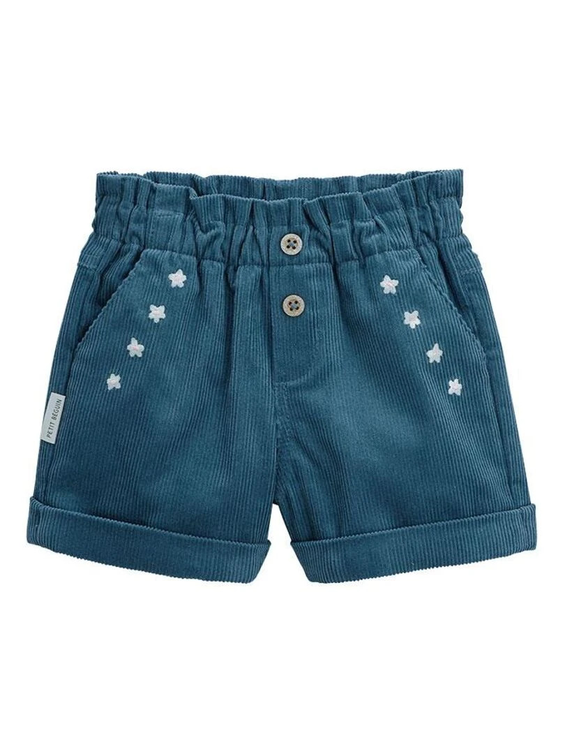 Short bébé en velours côtelé Népal Bleu