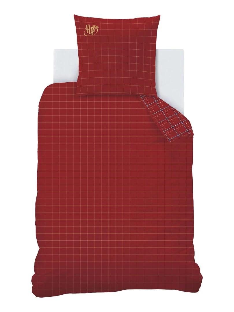 Parure de lit imprimée en flanelle de coton  HARRY POTTER TARTAN   Rouge