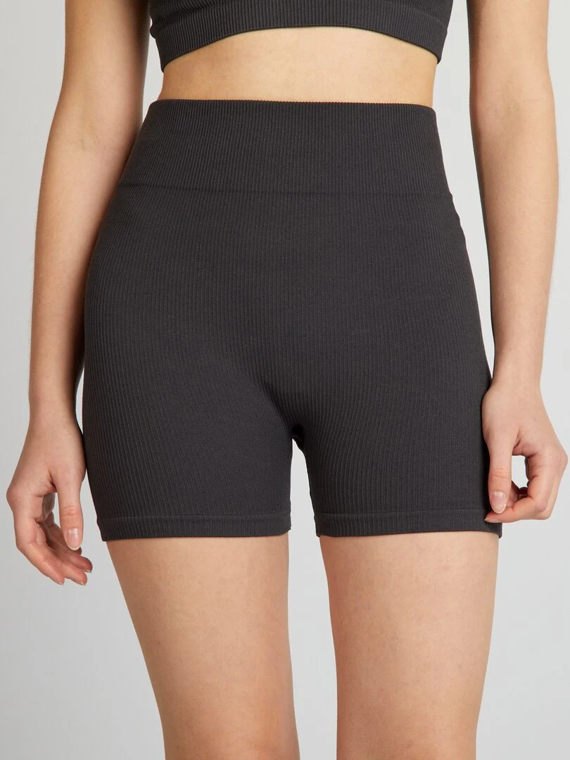 Short cycliste en maille côtelée Noir