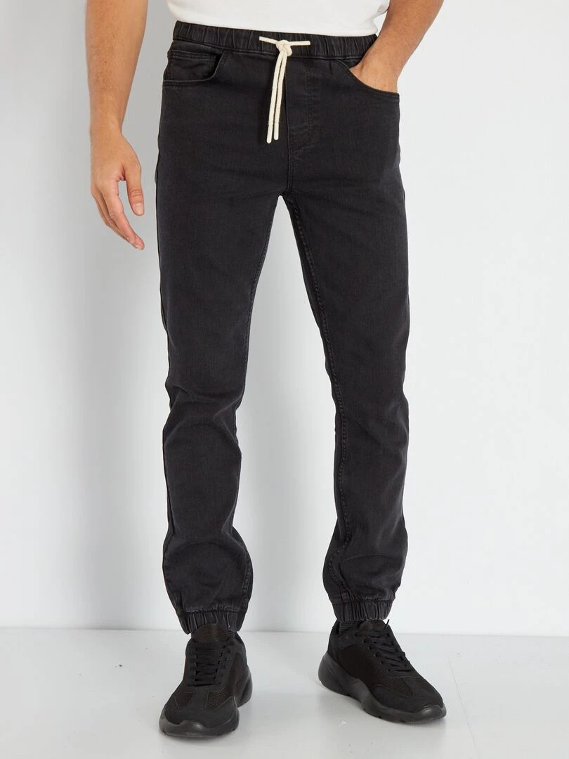 Jean Jogger à taille élastiquée   Gris noir