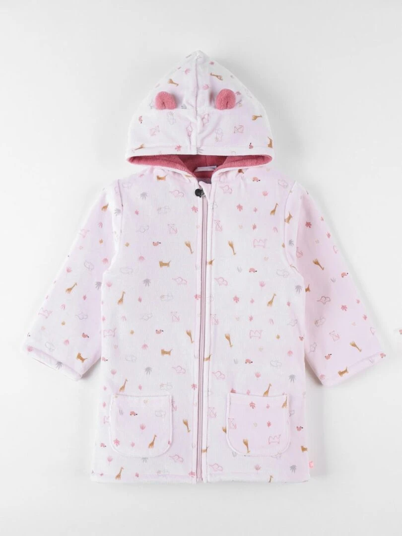 Peignoir en velours imprimé animalier  clair/framboise   Noukie's   Rose