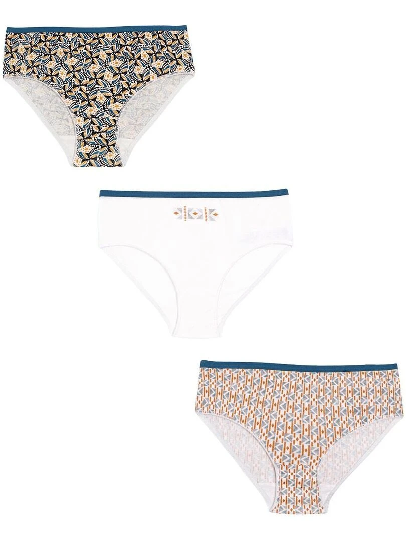 Lot de 3 culottes fille en coton bio Oroko Multicolore