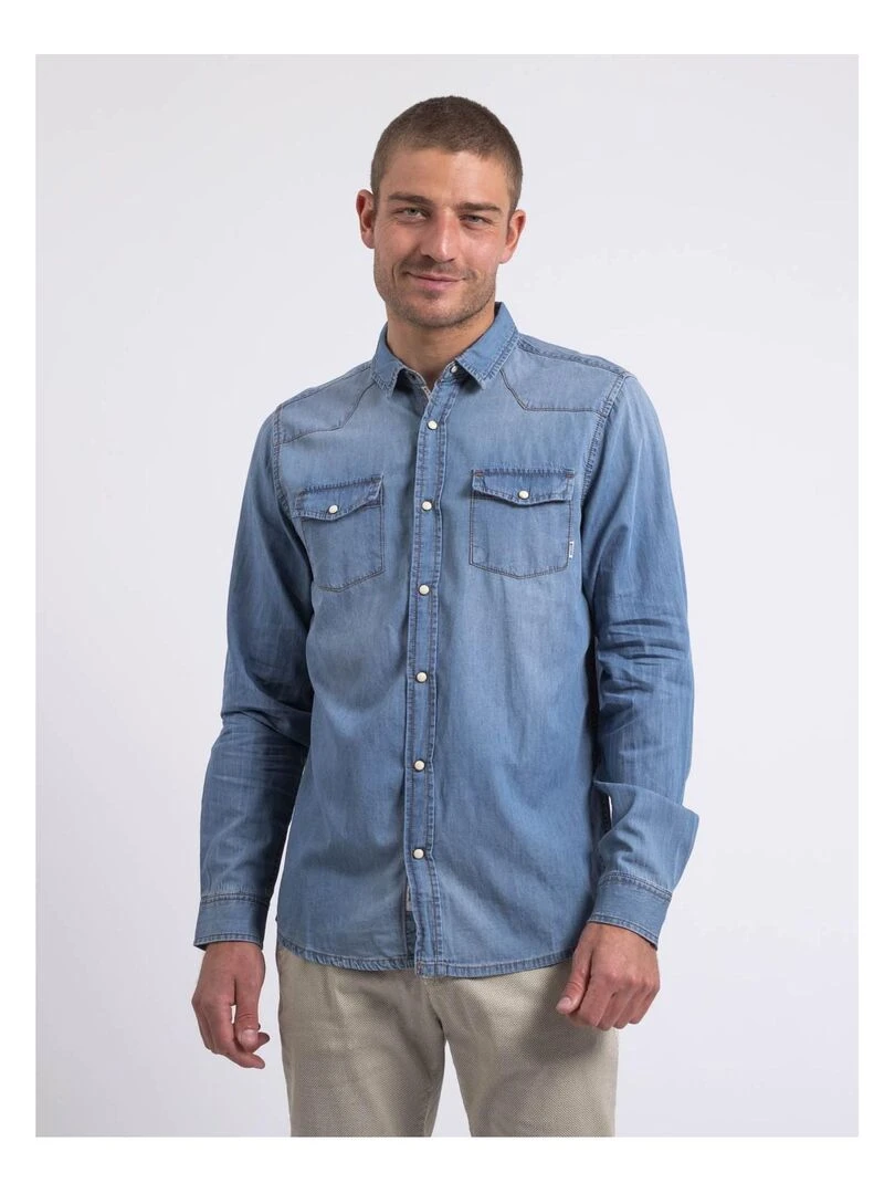 Chemise manches longues effet denim DERKO Bleu