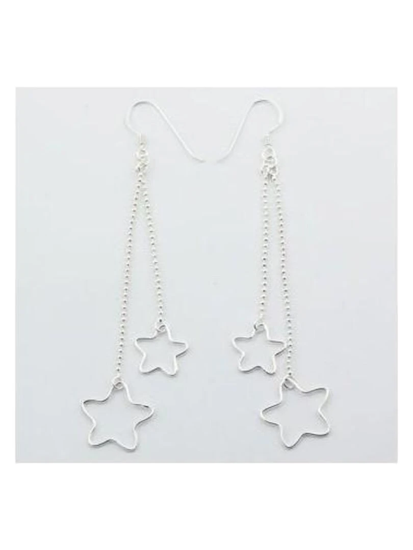Boucles d'oreilles chainette et fleurs en argent Bijoucolor Argent