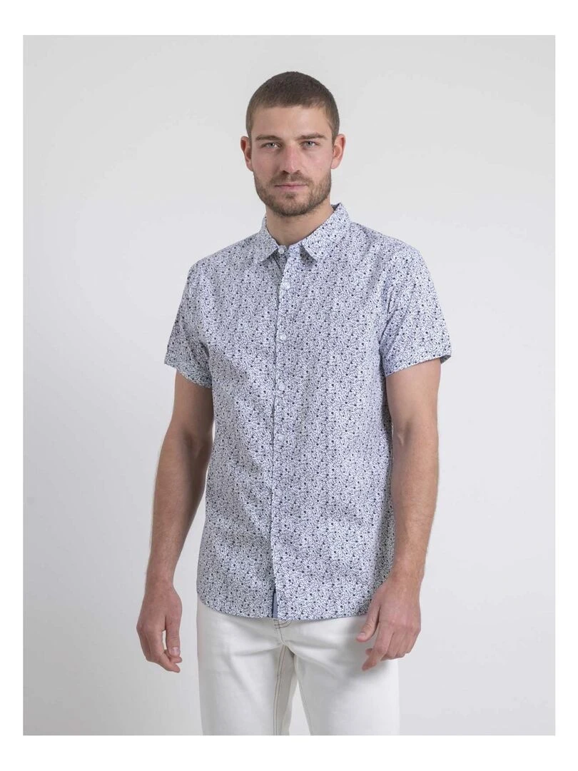 Chemise manches courtes motifs DULAGON Bleu marine