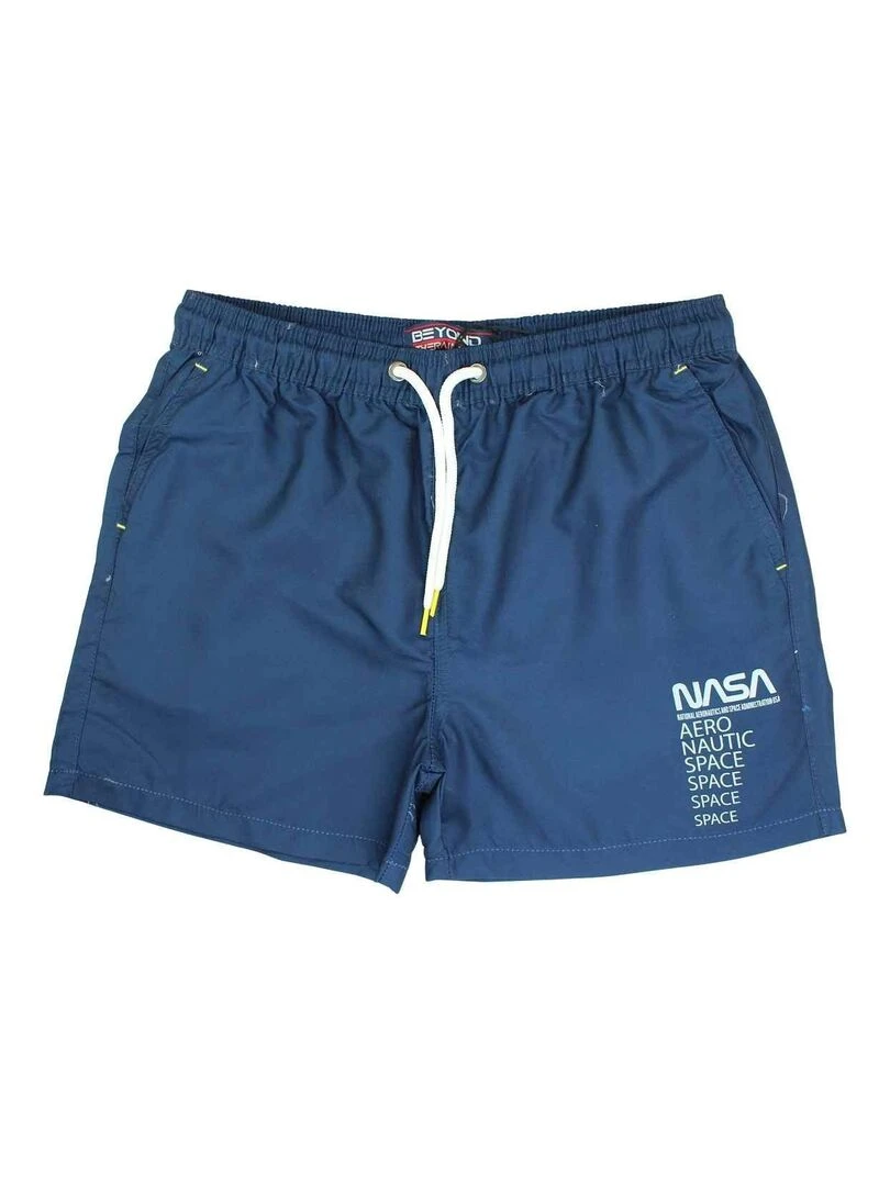 Nasa Short De Bain homme imprimé logo Bleu marine