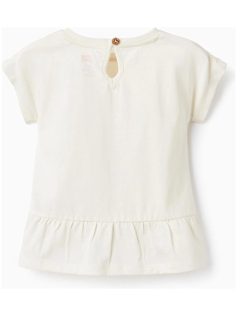 T shirt en coton avec broderies pour bébé fille 'Bambi' manches courtes Blanc