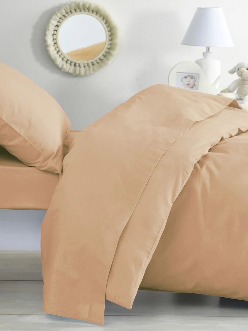Housse de couette Coton Bio 57 fils 'P'tit Basile' Beige argile