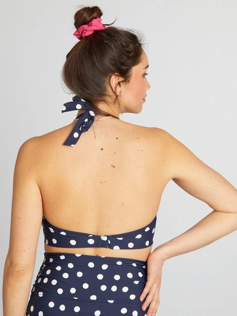 Haut de maillot de bain maternité à pois   Bleu