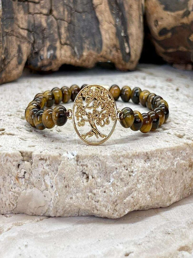 Bracelet Zen en oeil de tigre Marron