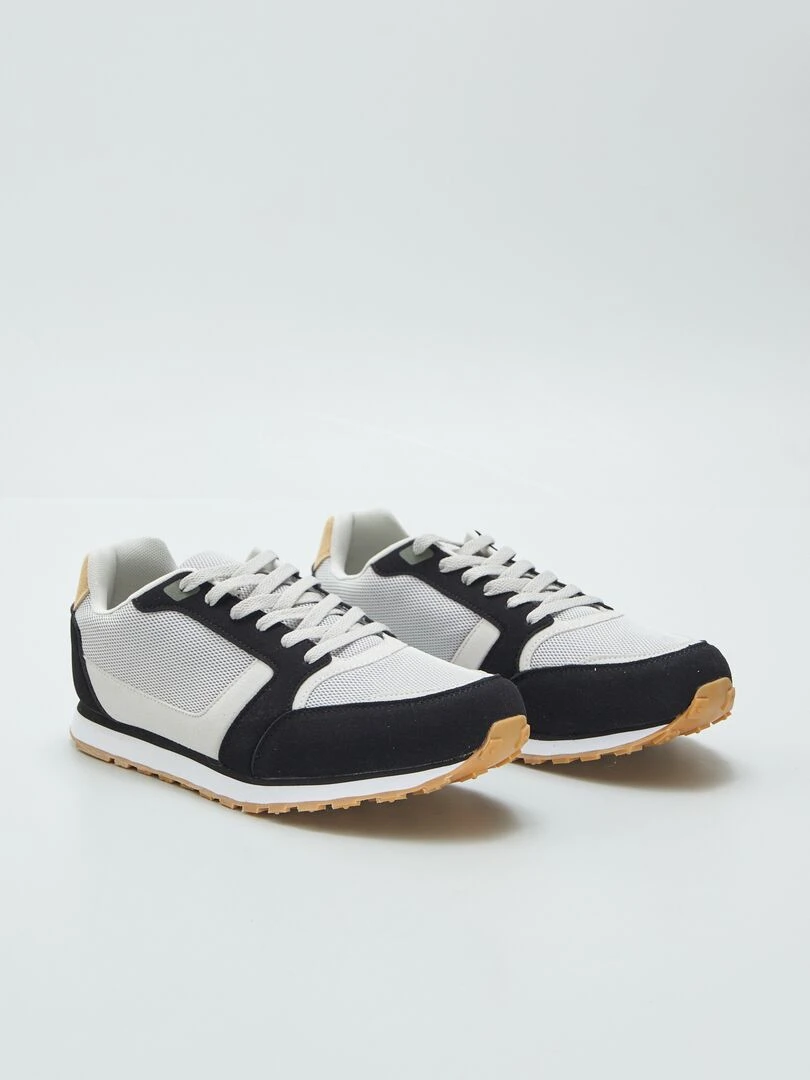 Baskets running retro tricolore Noir