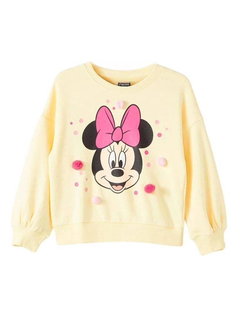 Disney Sweat fille imprimé Minnie en coton Jaune