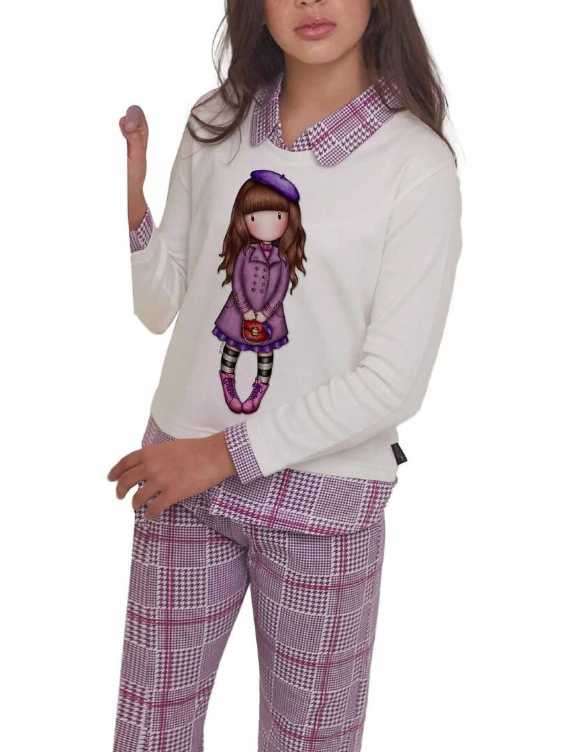 Tenue d'intérieur pyjama pantalon et haut Le Beret Santoro Ecru