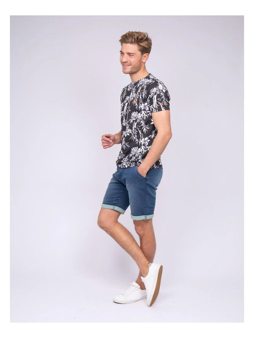 T shirt col rond pur coton NASCHOOL   Noir