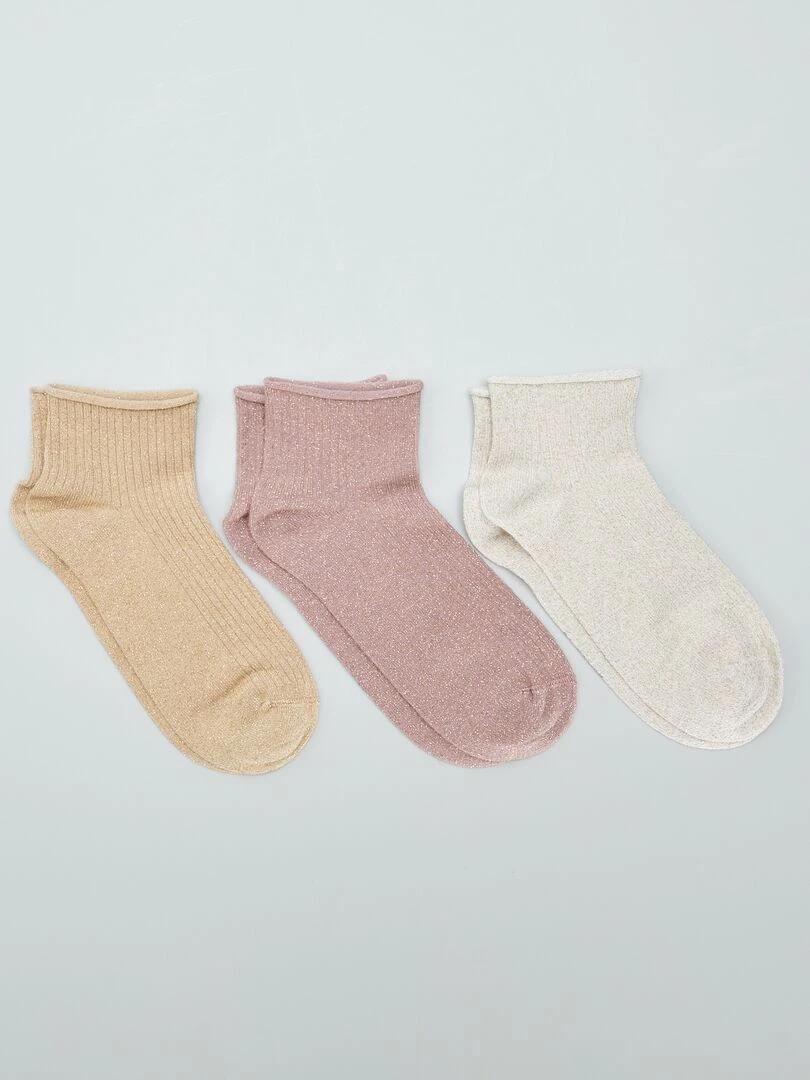 Lot de chaussettes mi hautes pailletées 3 paires Neutres