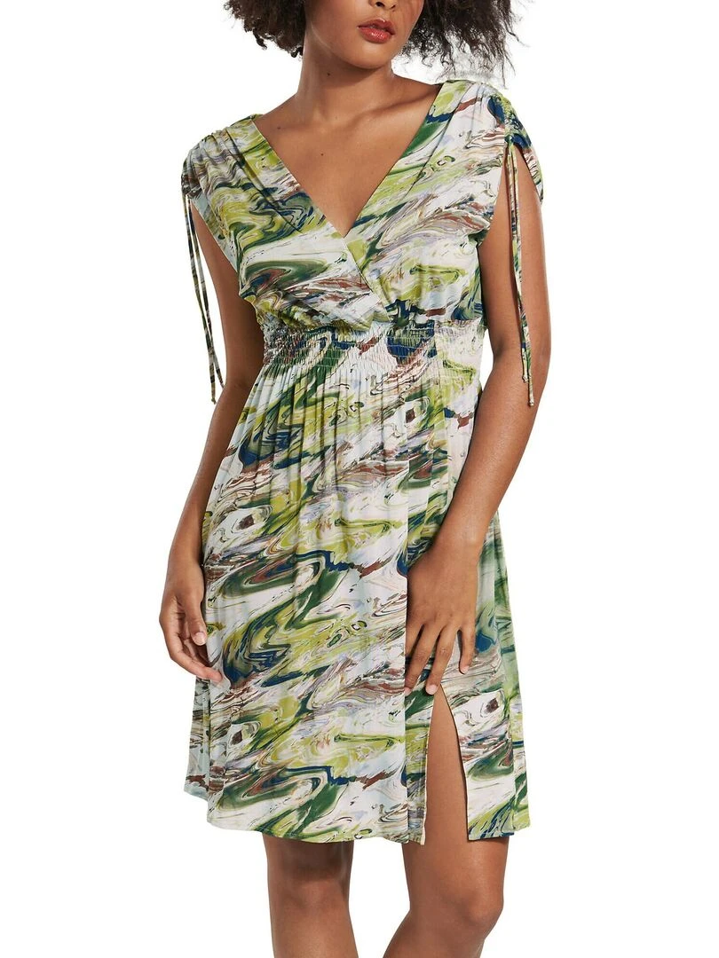 Robe estivale manches courtes Indonesia Vert