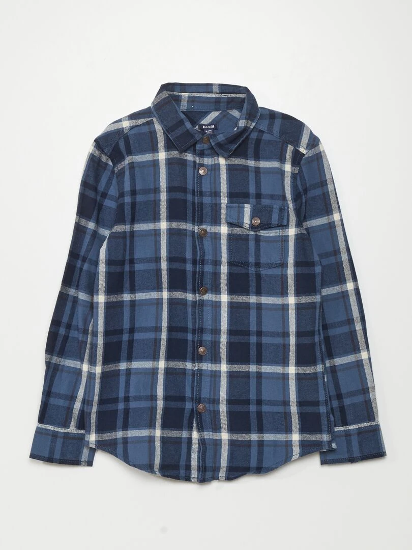 Chemise en flanelle Bleu à carreaux