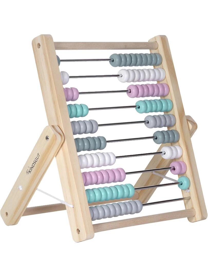 Boulier abaque avec 100 boules colorées en bois Rose pâle