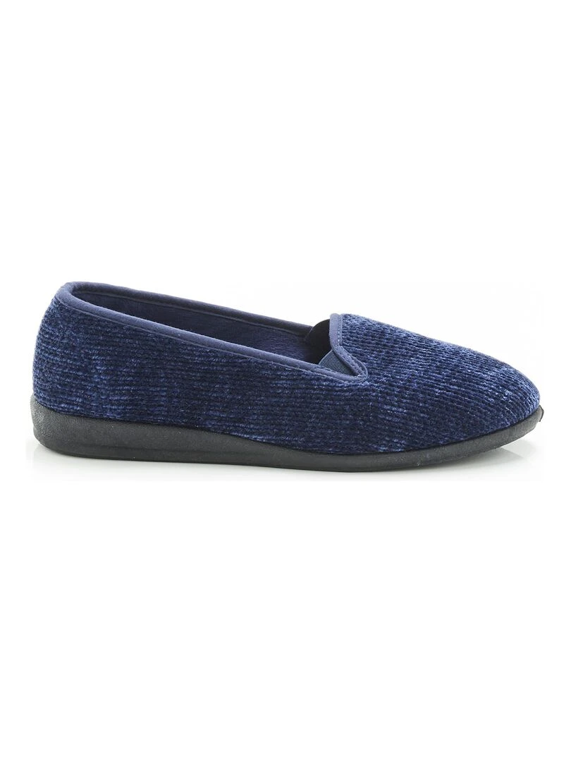 Ballerines aspect velours côtelé  à mémoire de forme   Damart   Bleu marine