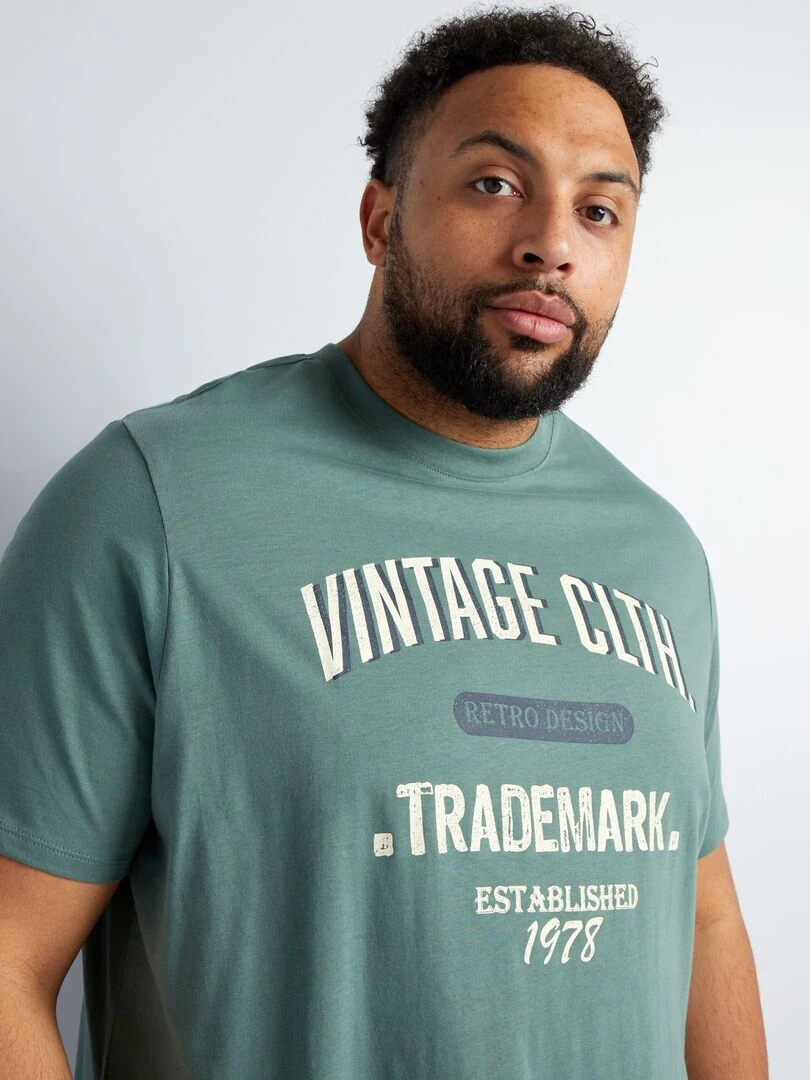 T shirt en jersey avec print placé devant Vert