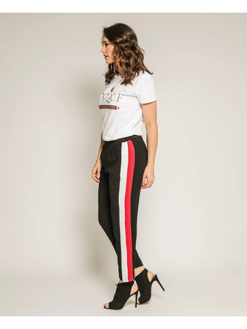 Pantalon cigarette slim bandes côtés EDMEE   Noir