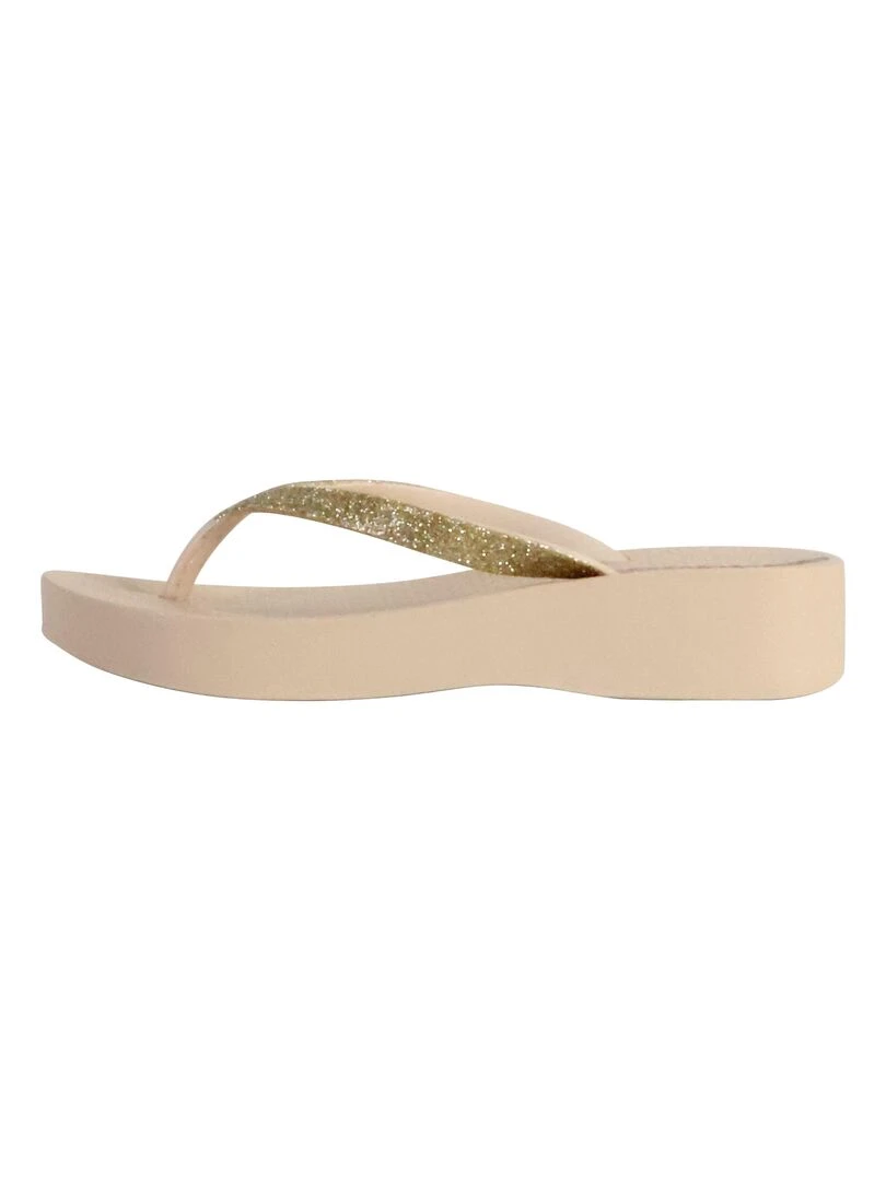 Tong Compensées à Enfiler Ipanema Mesh Chic Plat Beige