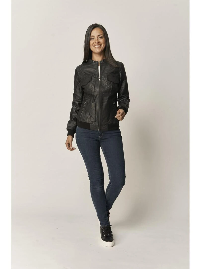 Lee Cooper Veste femme manches longues cuir regular fit BINTA Noir